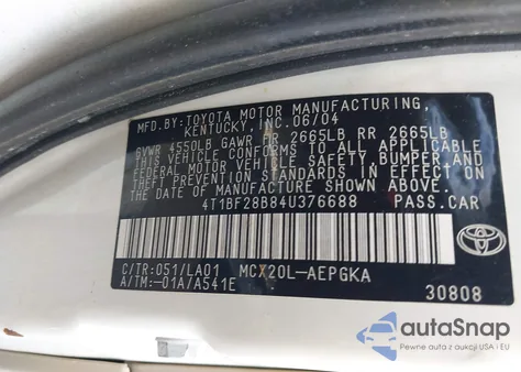 2004 Toyota Avalon Xls from USA, damaged, VIN 4T1BF28B84U376688